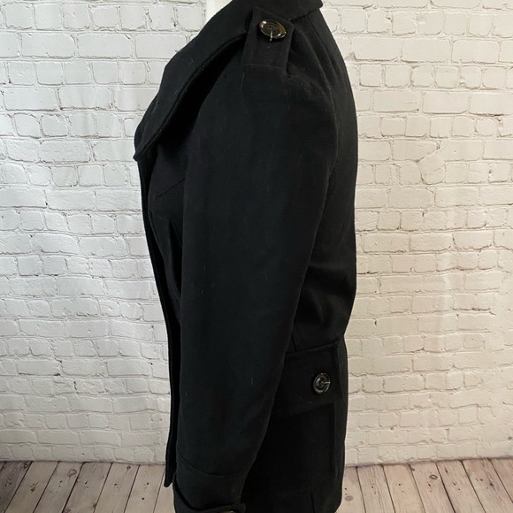 TOPSHOP Wool Blend Black Pea Coat - Picture 6 of 10